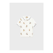 Mayoral Baby Boy Cream Monkey Print Short Sleeved Polo